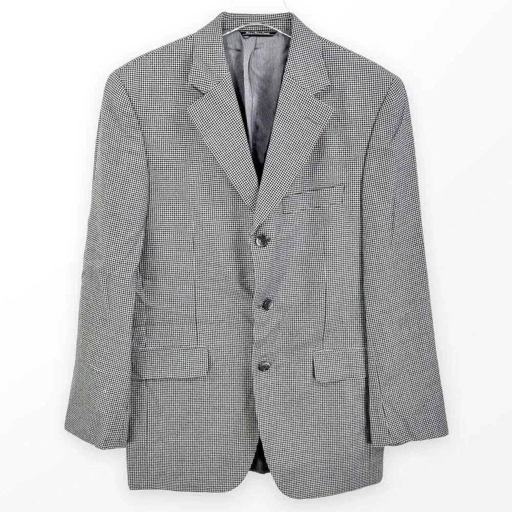 JACK VICTOR Cashmere Black White Houndstooth Blazer Suit Jacket